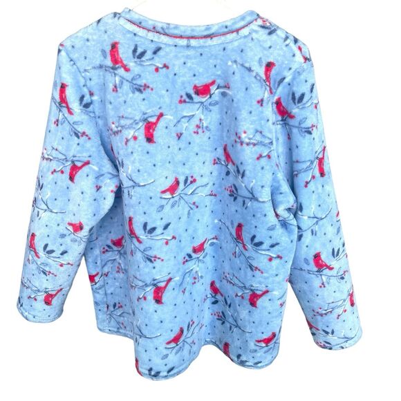 PinkK Womens Sweater Plus Size 2X Fleece Cardinal Bird Nature V-neck Soft - Picture 2 of 11